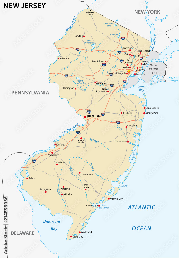 new jersey vector road map