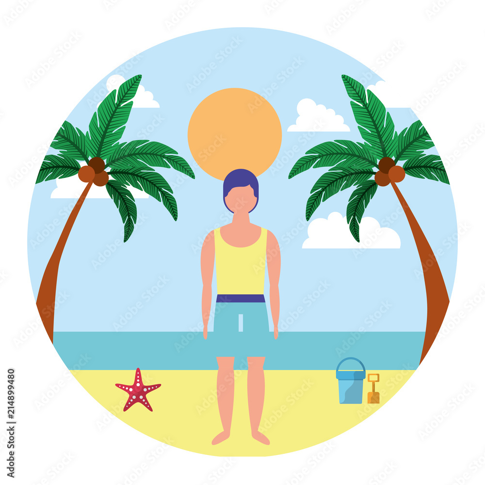 man with swimsuit in the beach icon