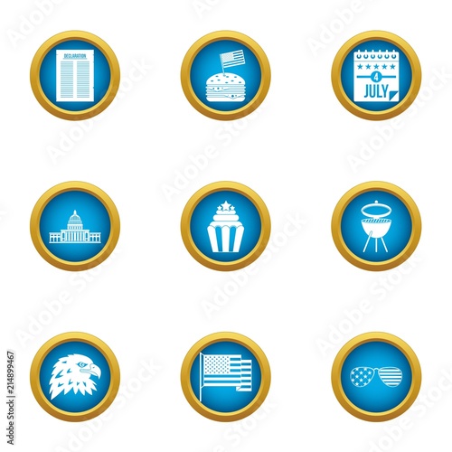 American species icons set. Flat set of 9 american species vector icons for web isolated on white background