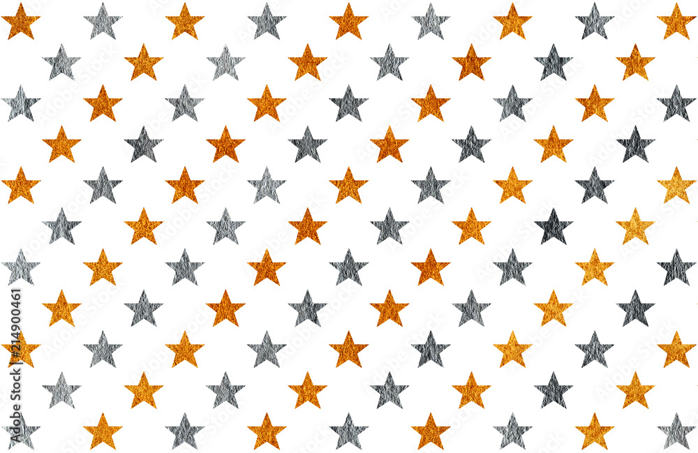 Golden and silver painted stars pattern. Golden and silver painted stars pattern.