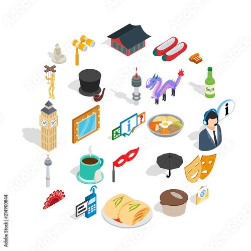 Measured life icons set. Isometric set of 25 measured life vector icons for web isolated on white background