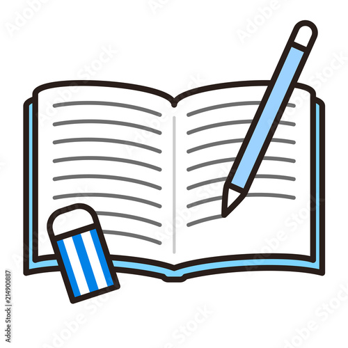 青のノート・シャープペン・消しゴム