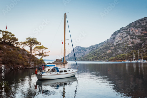 Fototapeta Naklejka Na Ścianę i Meble -  Boat in Aegean Sea. Bodrum Mugla, Turkey