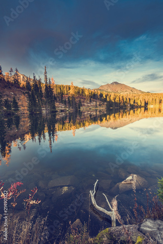 Autumn or fall over lake in high Tatra mountains