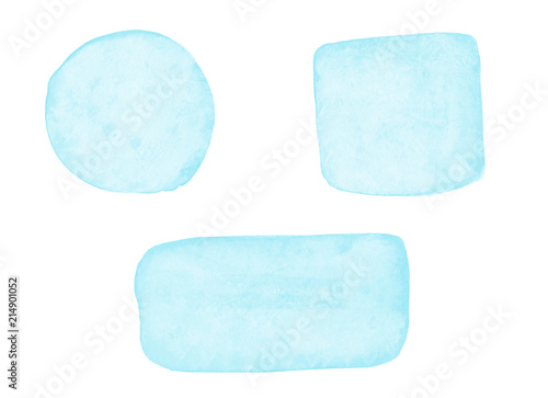 Set of light blue watercolor elements.