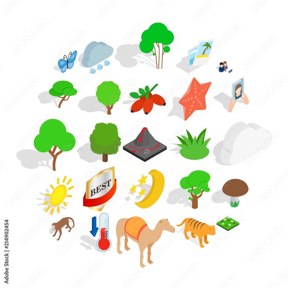 Naklejka premium Preserve icons set. Isometric set of 25 preserve vector icons for web isolated on white background