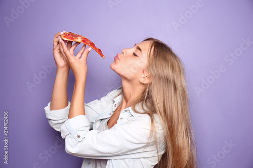Young woman with slice of d...