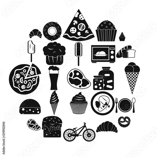 Fatty food icons set. Simple set of 25 fatty food vector icons for web isolated on white background