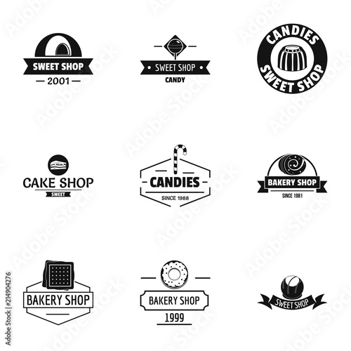 Piece of cake logo set. Simple set of 9 piece of cake vector logo for web isolated on white background