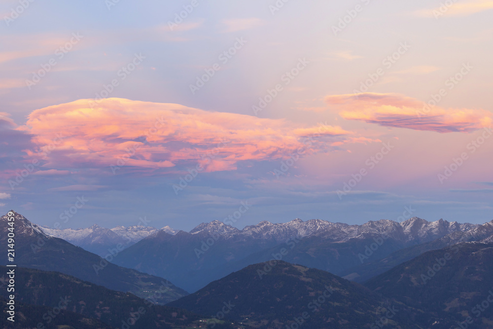 Sunset over the alps