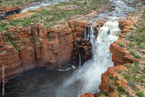 Landscape aerial view of the twin King George Falls, Kimberley, Australia