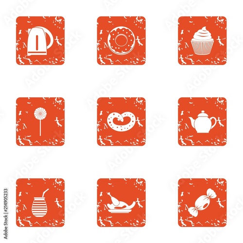 Teaspoon icons set. Grunge set of 9 teaspoon vector icons for web isolated on white background