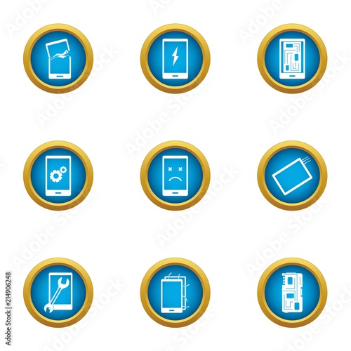 Repair the phone icons set. Flat set of 9 repair the phone vector icons for web isolated on white background