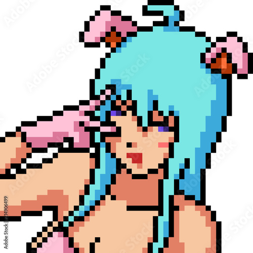 vector pixel art anime girl