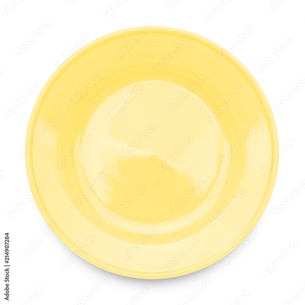 Yellow plate isolated on white background. Yellow plate isolated on white background.