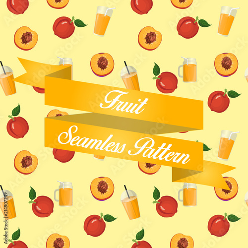 Nectarine Fruit Juice Seamless Pattern Background