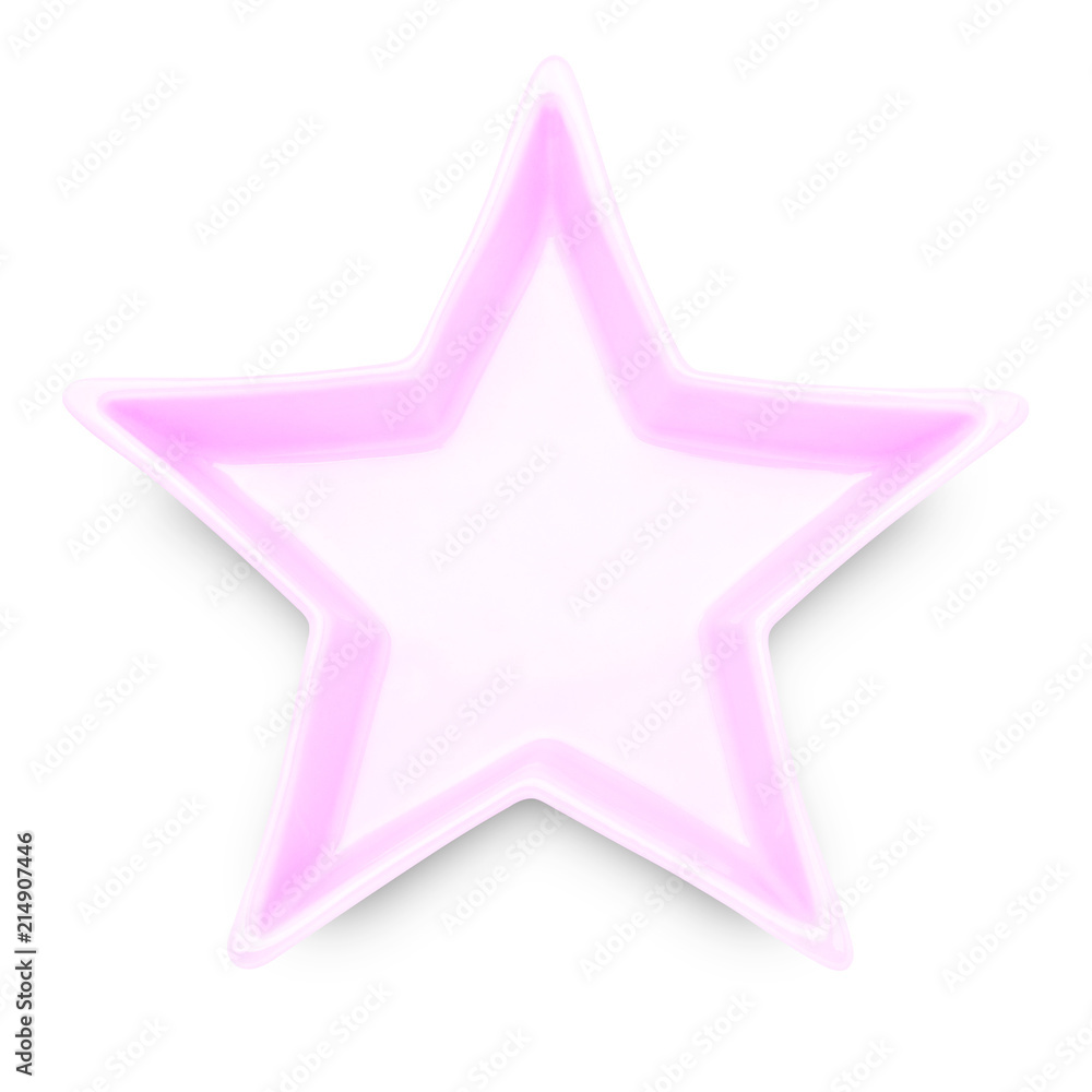 Pink star shape plate isolated on white background. Pink star shape plate isolated on white background.