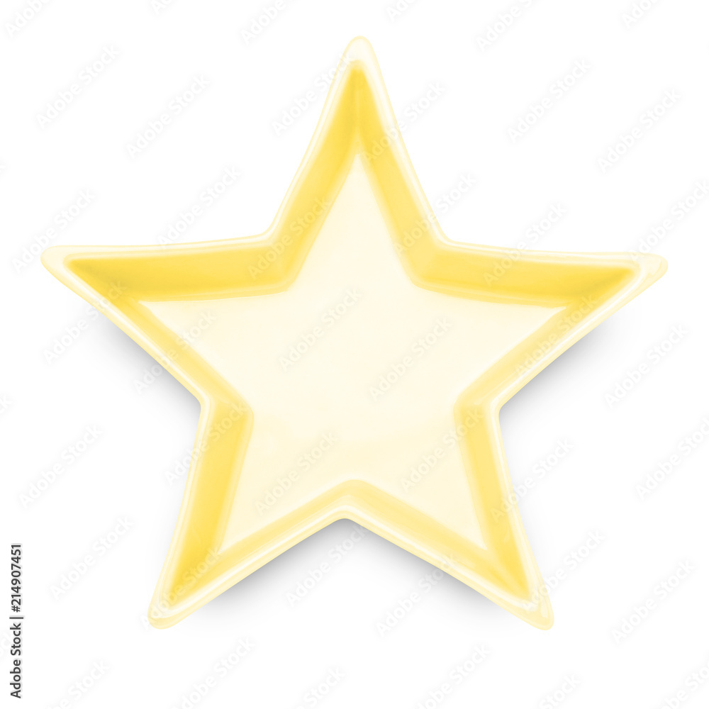 Yellow star shape plate isolated on white background. Yellow star shape plate isolated on white background.