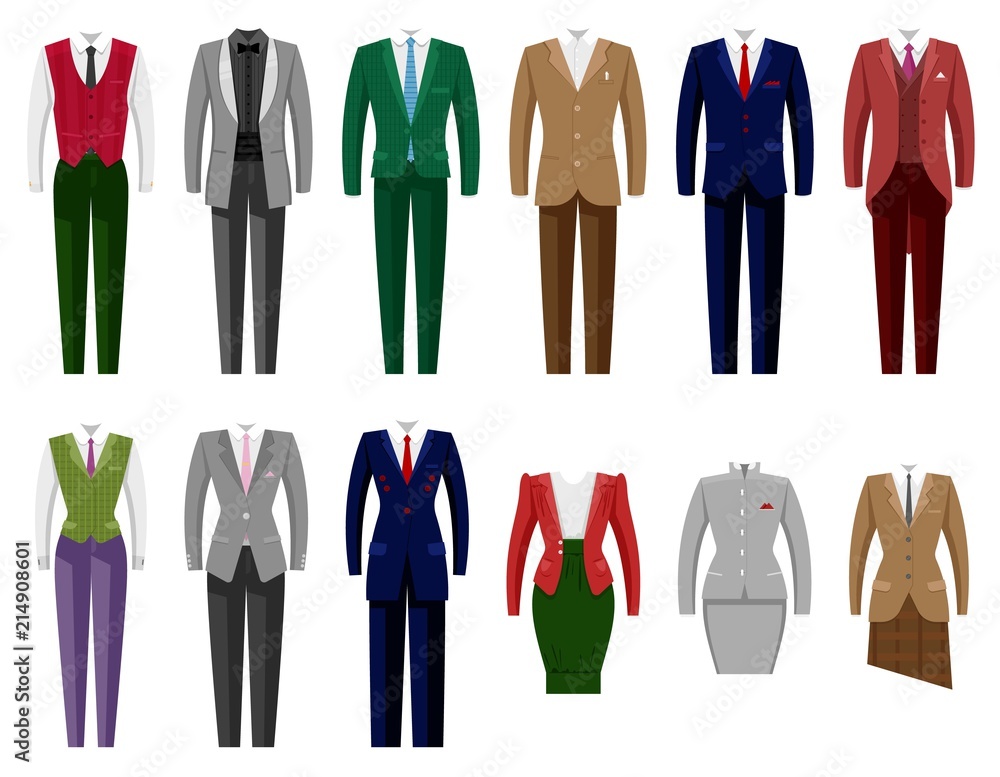 Business suit vector mail or female corporate suited clothes of