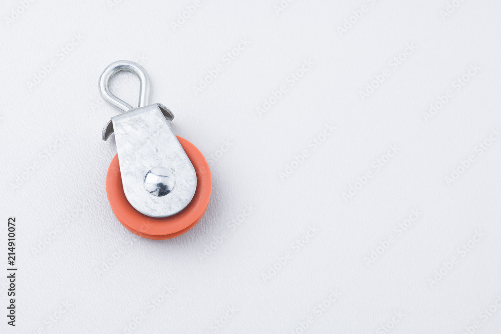 Pulley Flat Lay on White Background with Copy Space Pulley Flat Lay on White Background with Copy Space