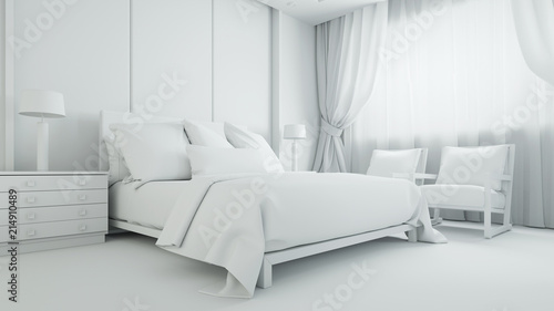 Weißes Schlafzimmer oder Hotelzimmer