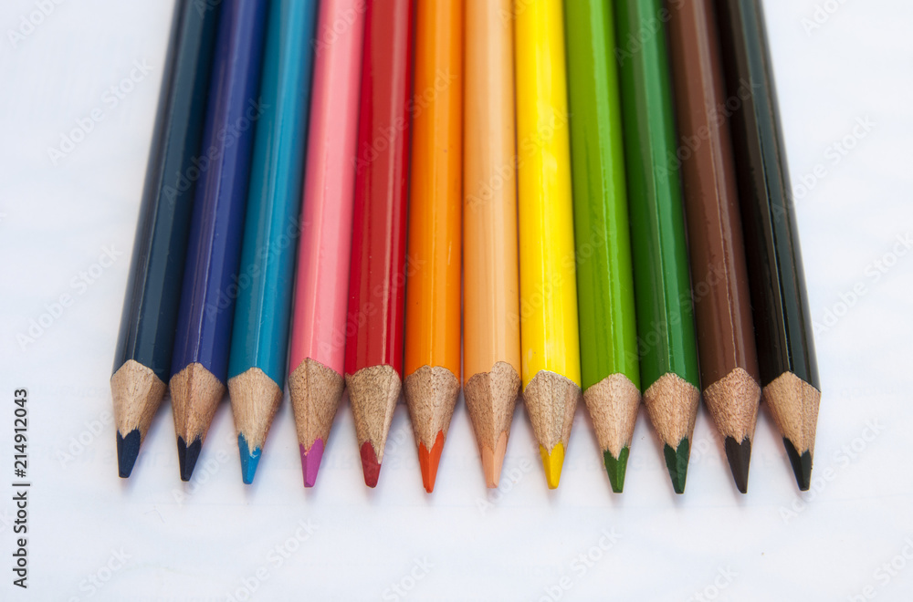 colored pencils on white background colored pencils on white background