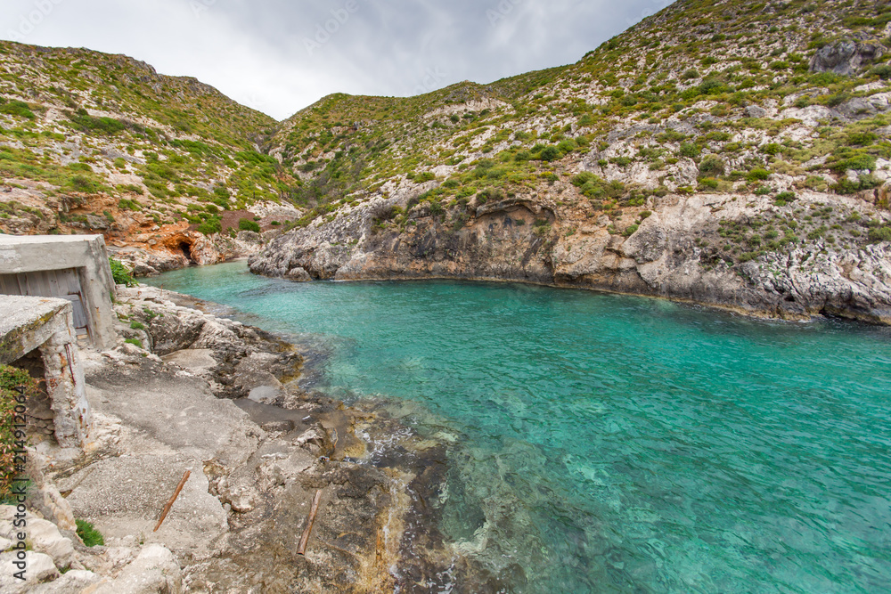 Fototapeta premium Panorama of Limnionas beach bay at Zakynthos island, Greece
