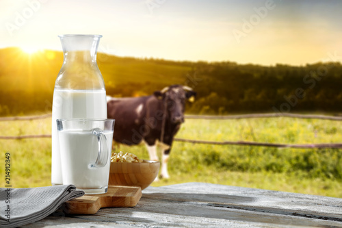 Photo of milk and cow 