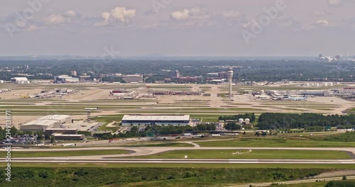 Atlanta Aerial v449 Panoramic view of airport with take off 6/18 photo