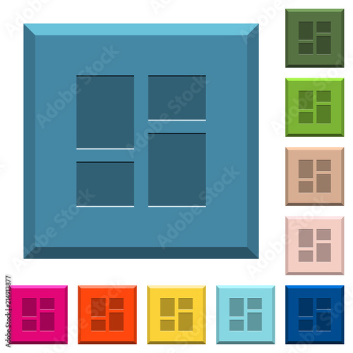 Admin dashboard panels engraved icons on edged square buttons