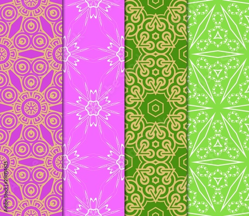 Colorful decorative pattern set in bright tones. Vector illustration