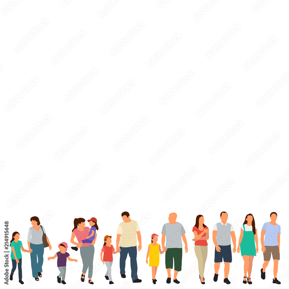 Fototapeta premium vector, isolated, set of walking people, flat style