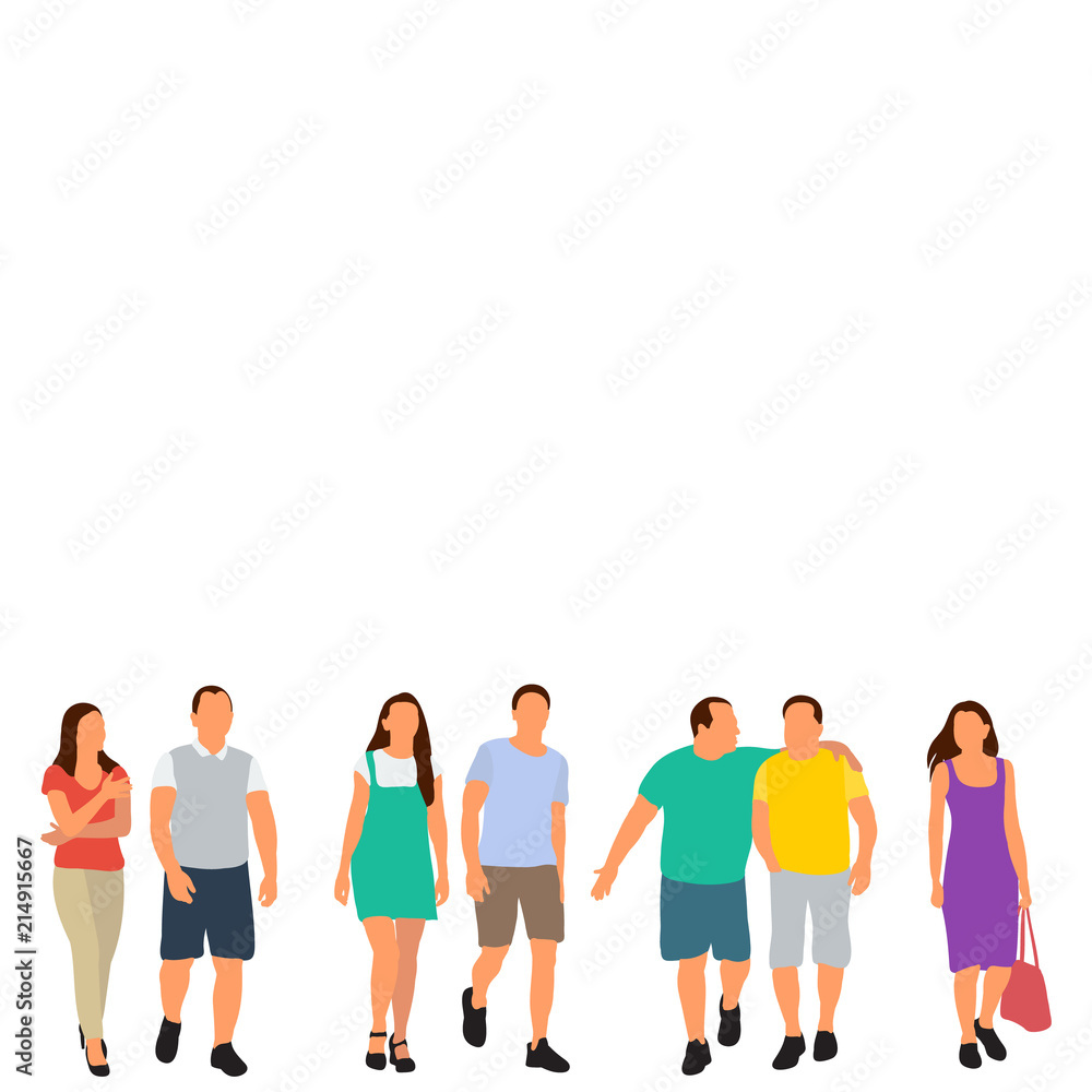 Fototapeta premium isolated, set of walking people