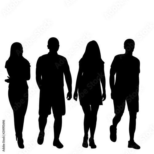 set of silhouettes of walking people