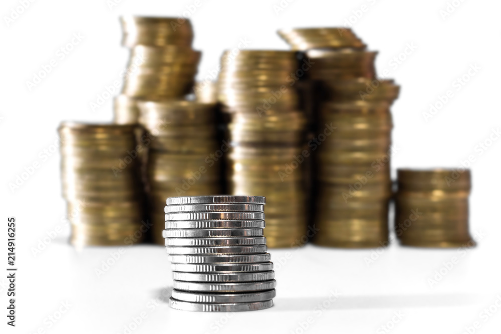 Coins stacks isolated on a white background Coins stacks isolated on a white background