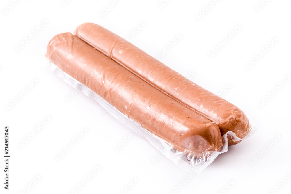 Raw sausages wrapped isolated on white background Raw sausages wrapped isolated on white background