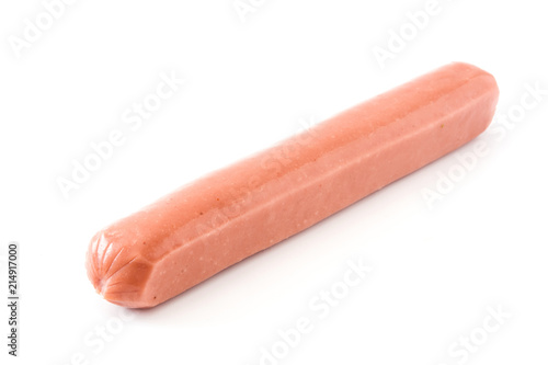 Raw sausage close up isolated on white background
