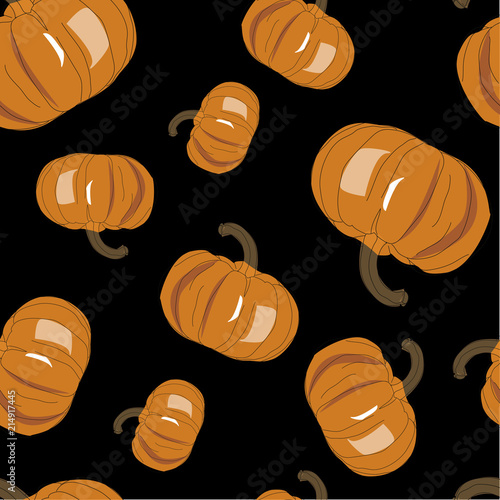 Seamless vector pattern with pumpkin