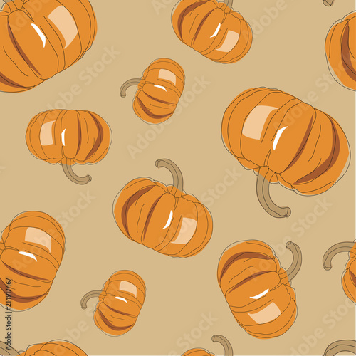 Seamless vector pattern with pumpkin