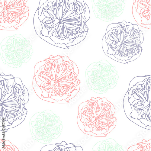 Vector vintage inspired seamless floral pattern with colorful roses