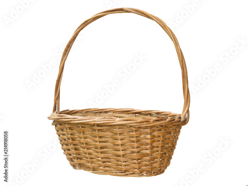 basket in Wicker, isolated on white background