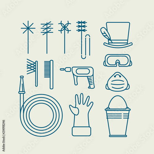 icons of chimney sweep tools