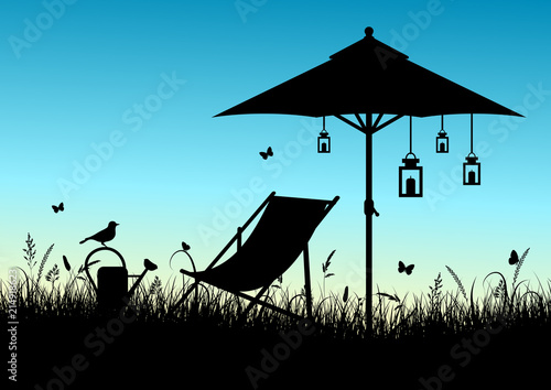 Summer Meadow Canvas Chair & Parasol Sundown Blue
