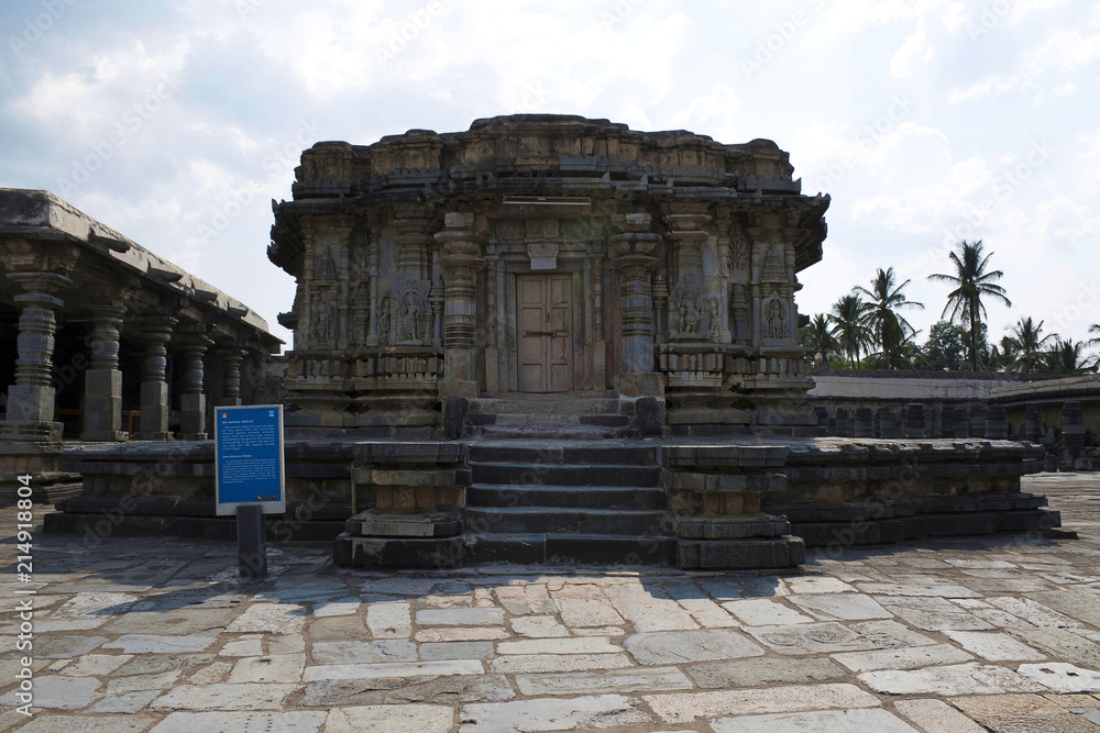 The compact and ornate Veeranarayana temple, Chennakeshava temple complex, Belur, Karnataka. View from East.