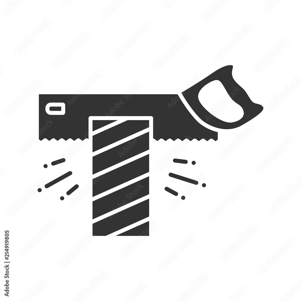 Tenon saw cutting wooden plank glyph icon Tenon saw cutting wooden plank glyph icon
