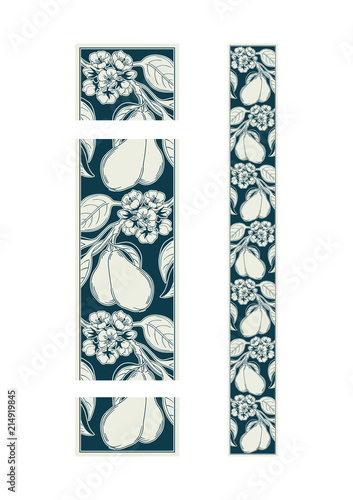 seamless decorative ornamental border with pear