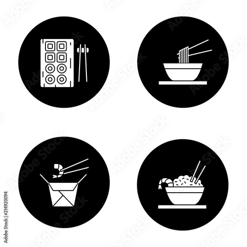 Chinese food glyph icons set