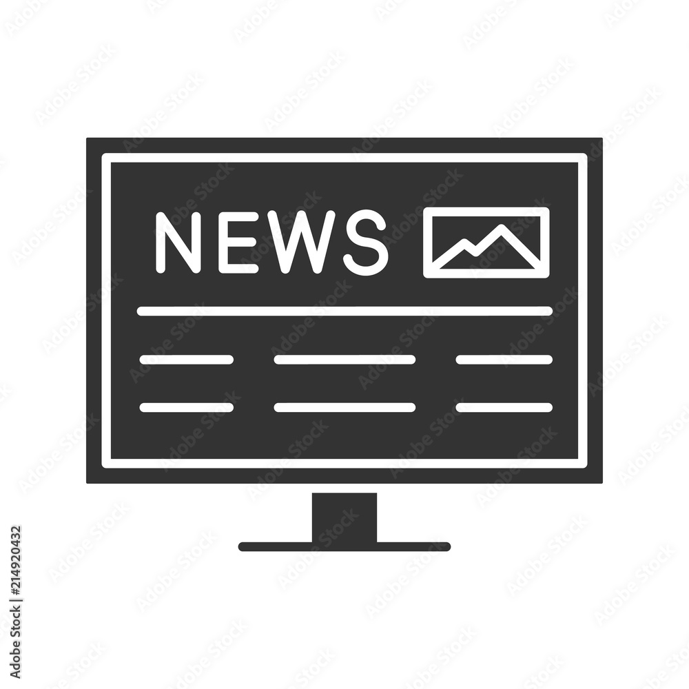 Electronic newspaper glyph icon Electronic newspaper glyph icon
