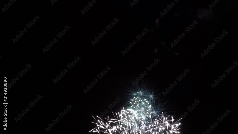 People enjoying festival fireworks display People enjoying festival fireworks display