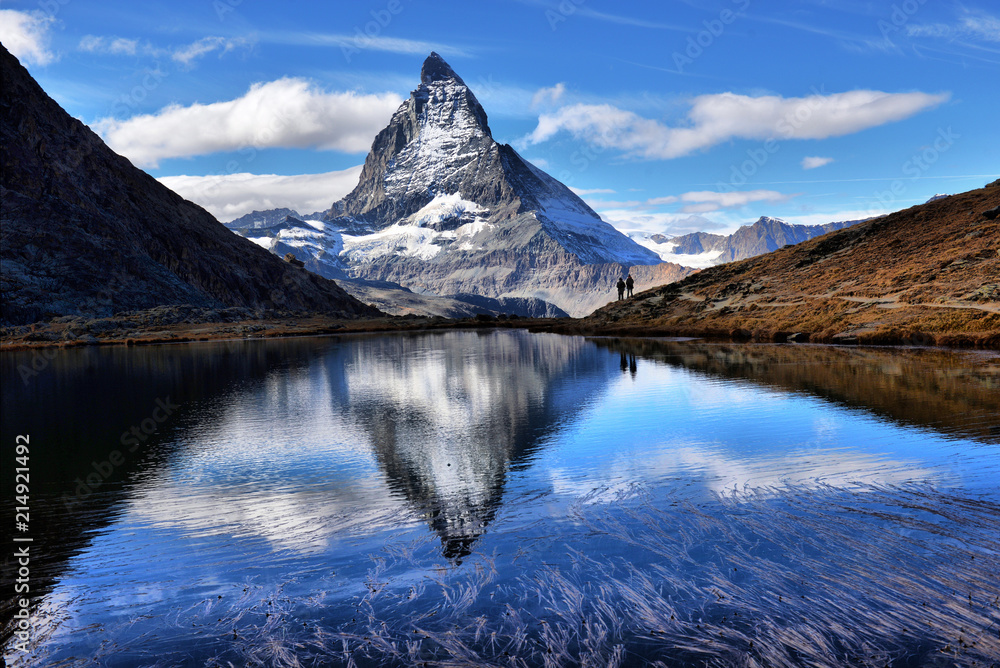Mt Matterhorn reflected in Riffelsee Lake Zermatt Canton of Valais